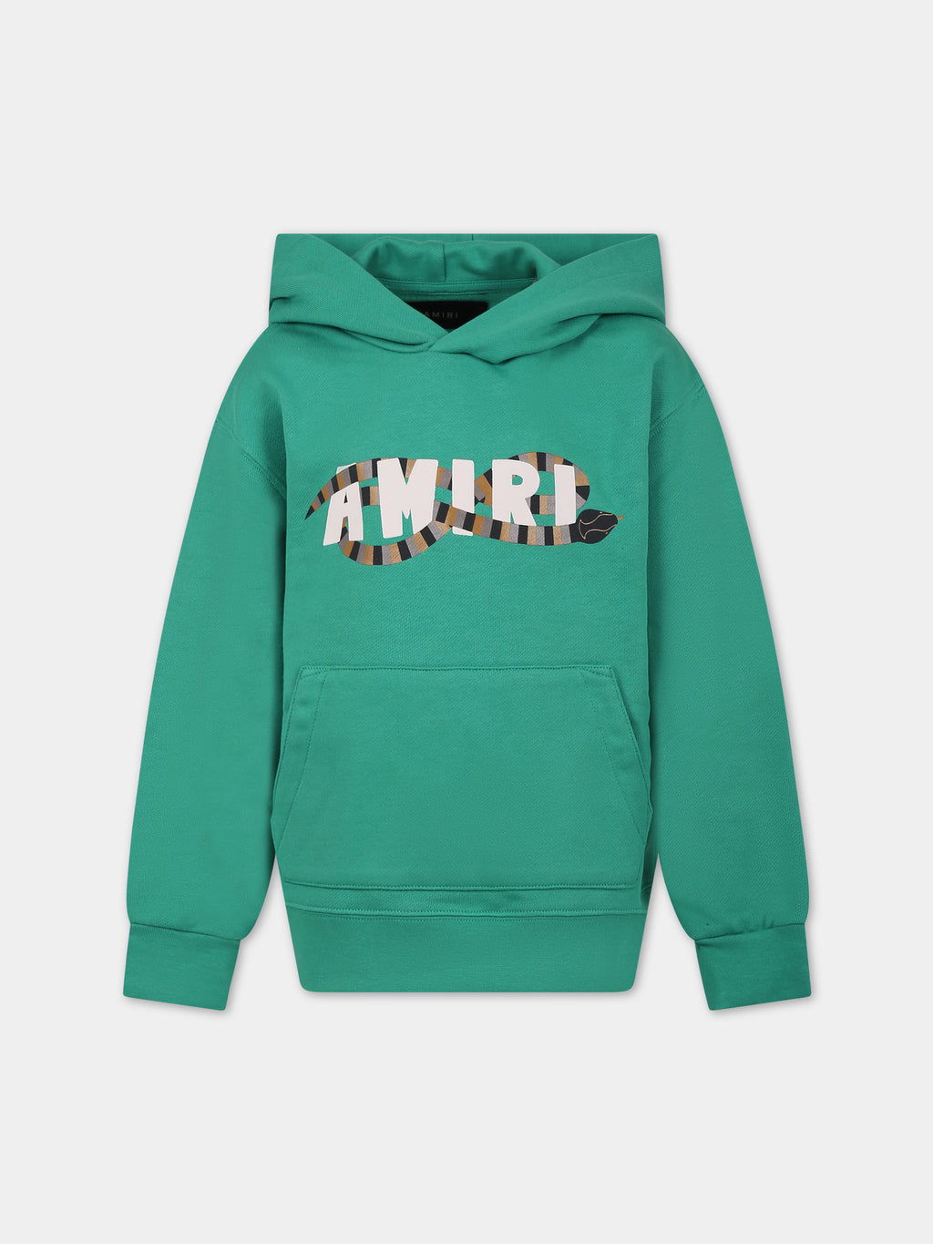 Green sweatshirt for kids with snake and logo